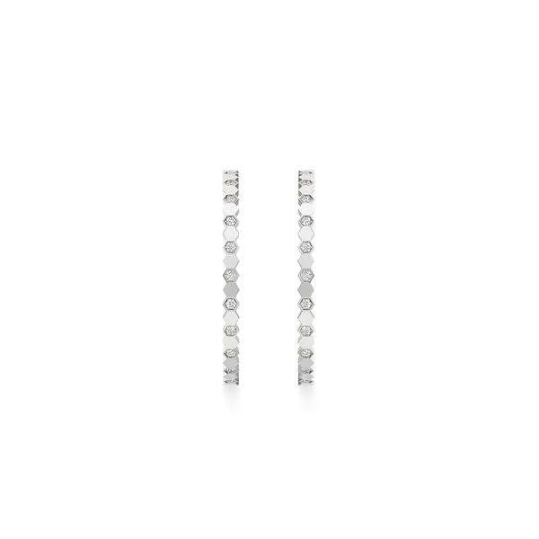 Bee de Chaumet Large White Gold and Diamond Hoop Earrings